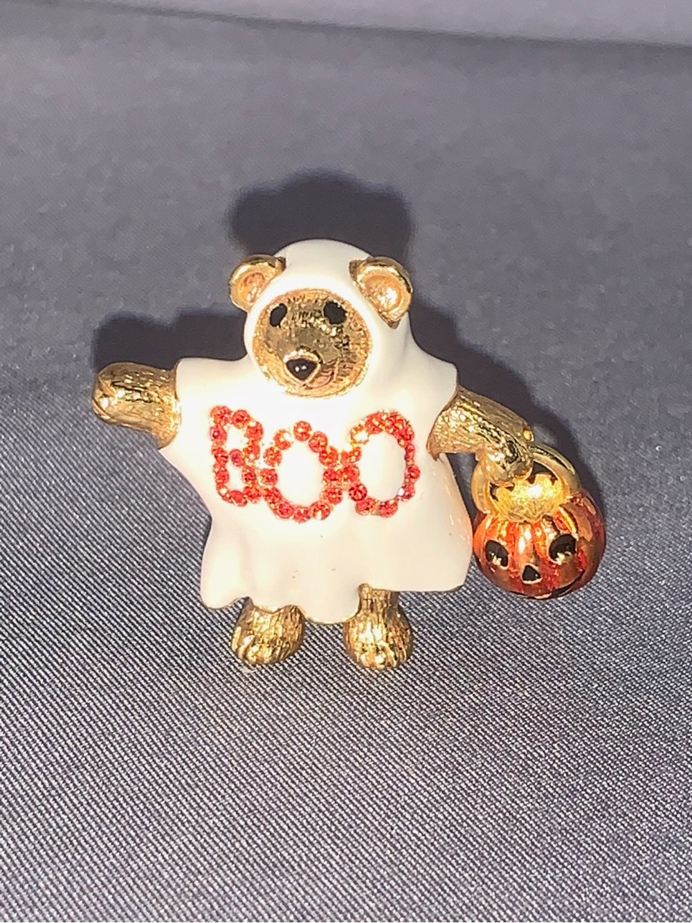 Rare Vintage Christopher Radko Signed Halloween "Spooky Boo Bear" Ghost Pin